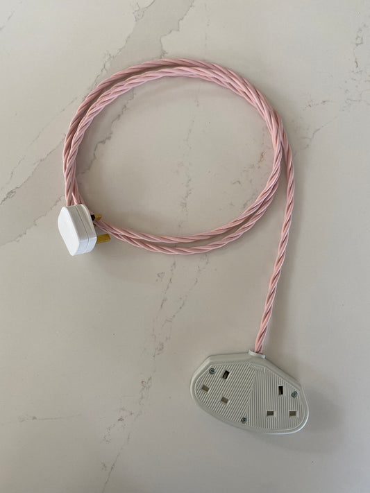 Sweet Pink twisted fabric cable extension lead