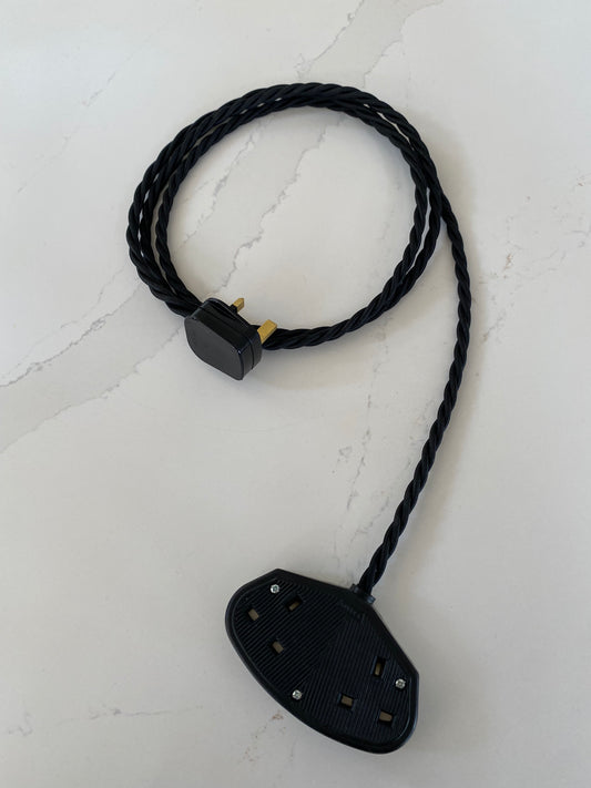 Noir twisted fabric cable extension lead